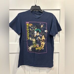 my hero academia Men’s Size Medium Navy Blue Short Sleeve Graphic Print Tshirt